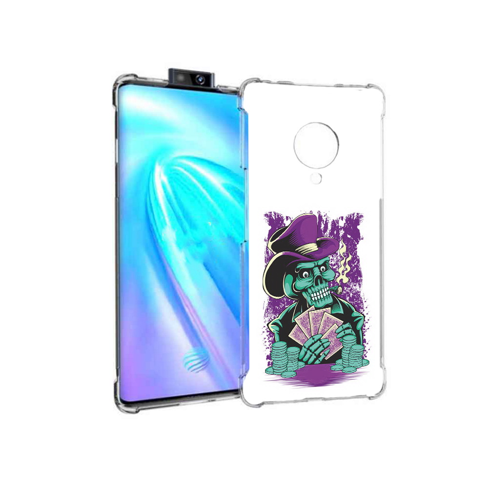 

Чехол MyPads Tocco для Vivo NEX 3 зеленый череп с картами (PT136035.381.361), Прозрачный, Tocco