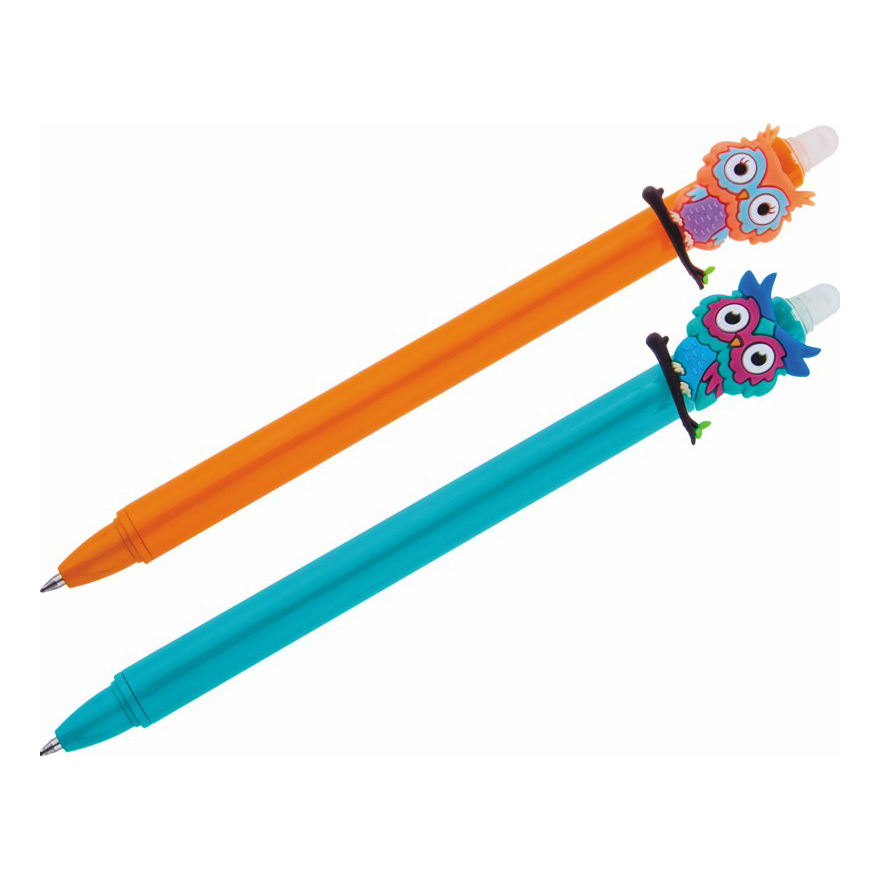Ручка гелевая с ластиком Meshu Owls синяя в ассортименте