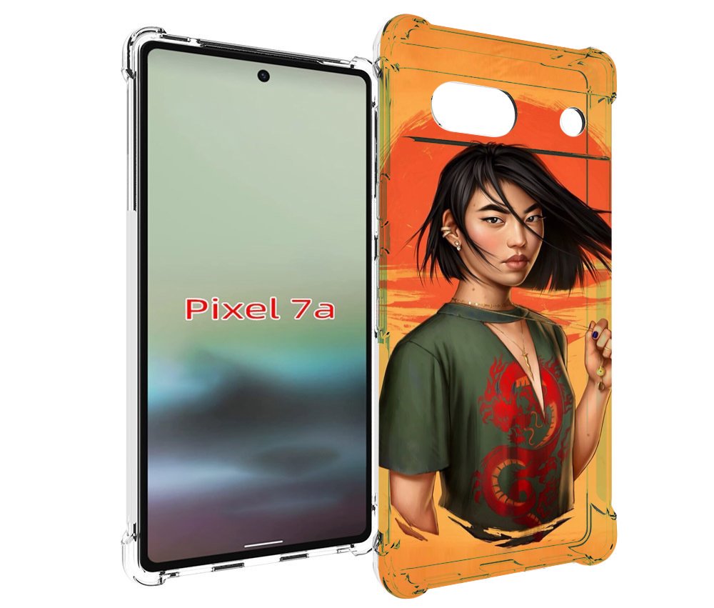 

Чехол MyPads девушка-в-оранжевом-фоне женский для Google Pixel 7A, Tocco