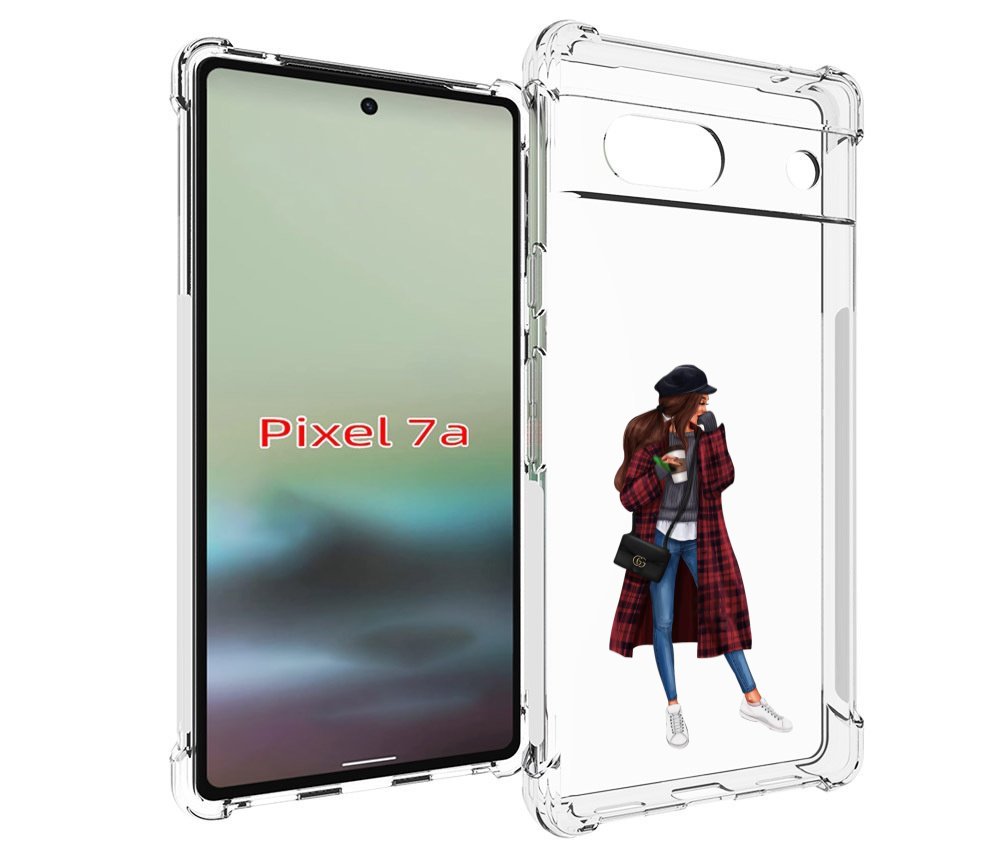 

Чехол MyPads девушка-в-клетчатом-пальто для Google Pixel 7A, Tocco