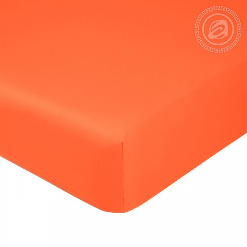 фото Простынь на резинке 180х200 (борт 20 см) сатин оранжевый артпостель