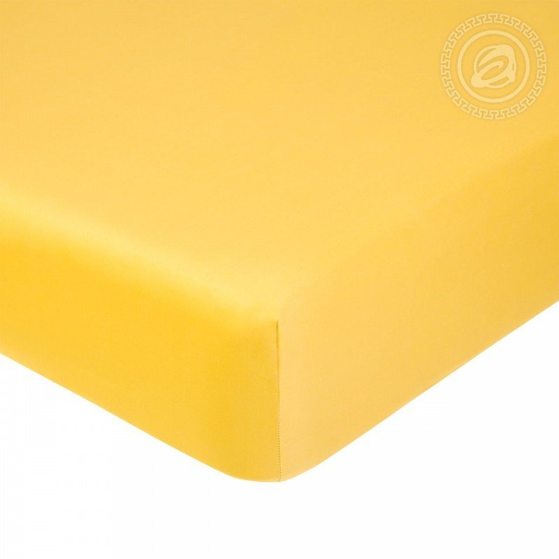 фото Простынь на резинке 180х200 (борт 20 см) сатин желтый артпостель
