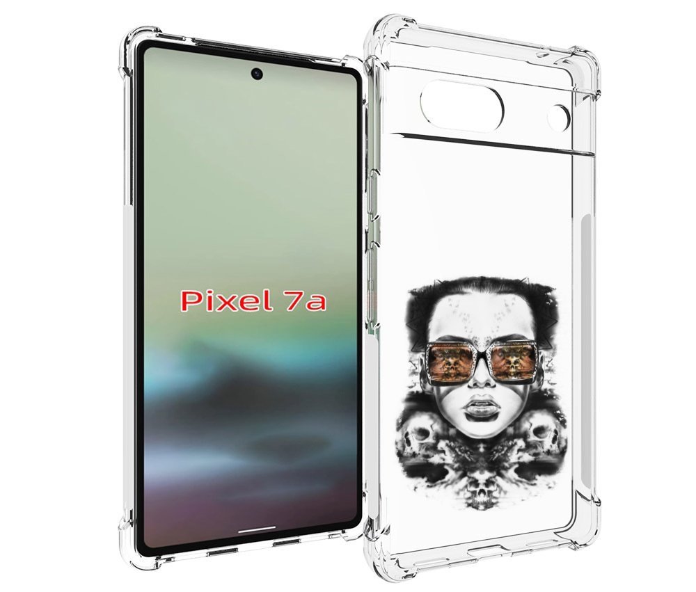 

Чехол MyPads девушка с черепами в очках женский для Google Pixel 7A, Tocco