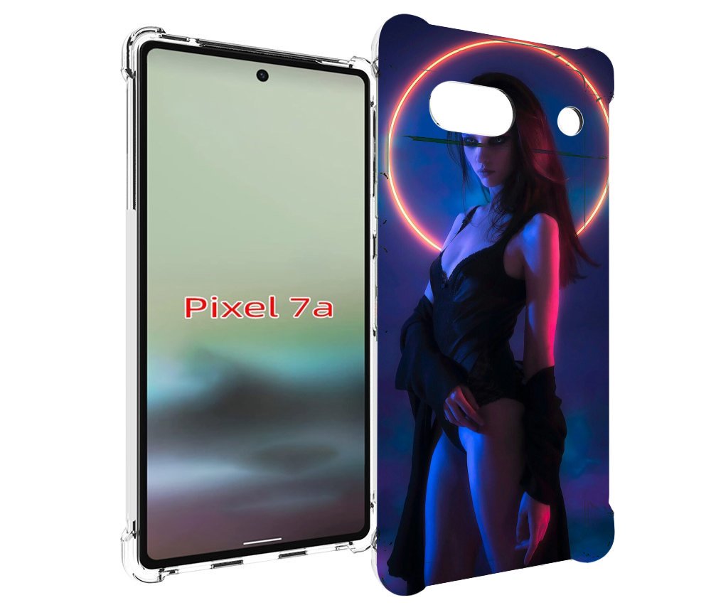 

Чехол MyPads девушка с неоновым кругом женский для Google Pixel 7A, Tocco
