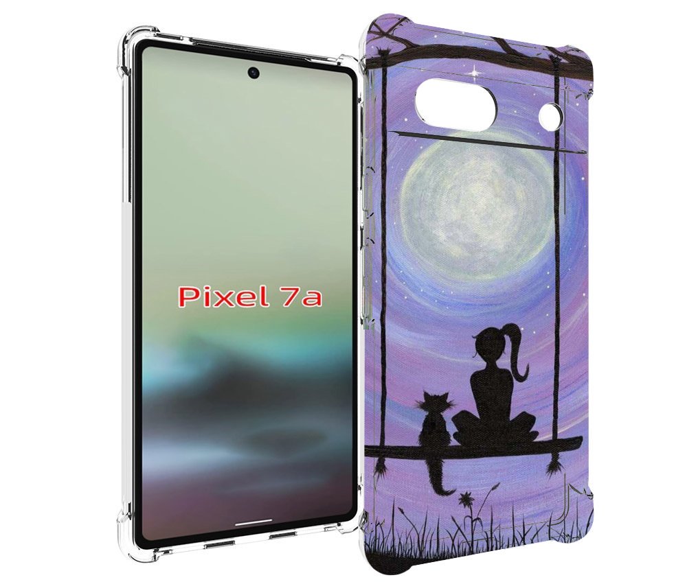 

Чехол MyPads девушка с котом на качеле женский для Google Pixel 7A, Tocco