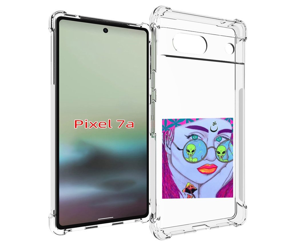

Чехол MyPads девушка с инопланетянами в очках женский для Google Pixel 7A, Tocco