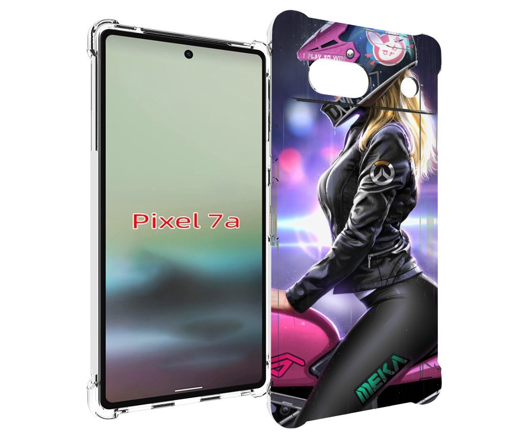 

Чехол MyPads девушка на мотоцикле неон женский для Google Pixel 7A, Tocco