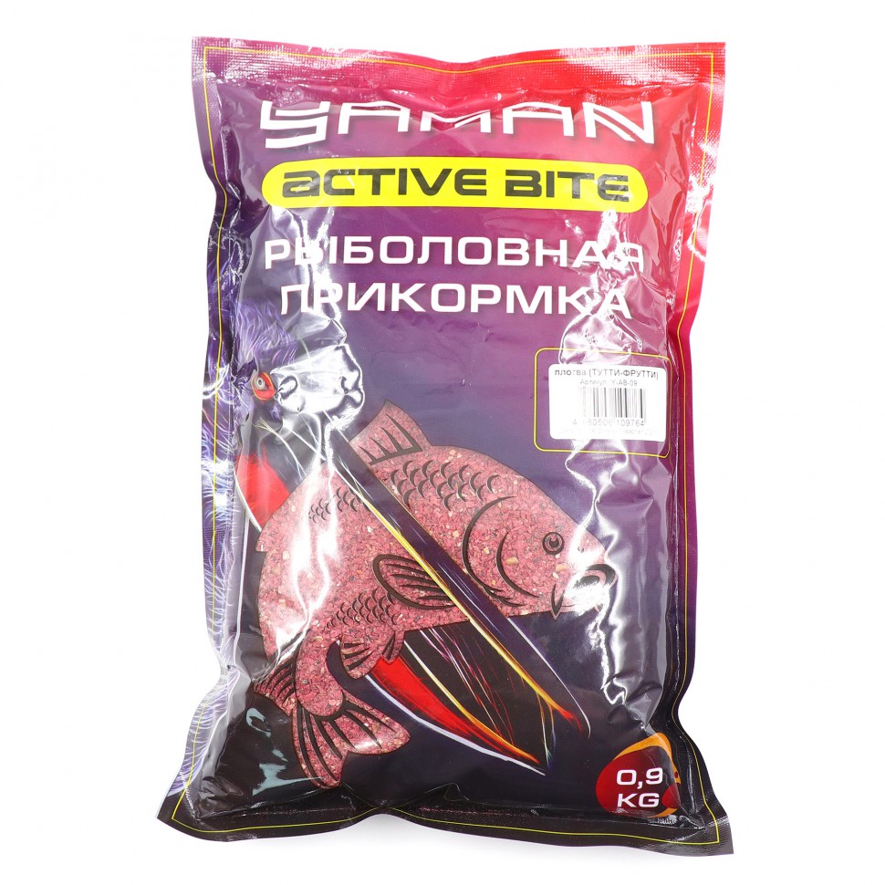 

Прикормка Yaman Active Bite Плотва (тутти-фрутти), 900 г, арт. Y-AB-09, Красный, Active Bite