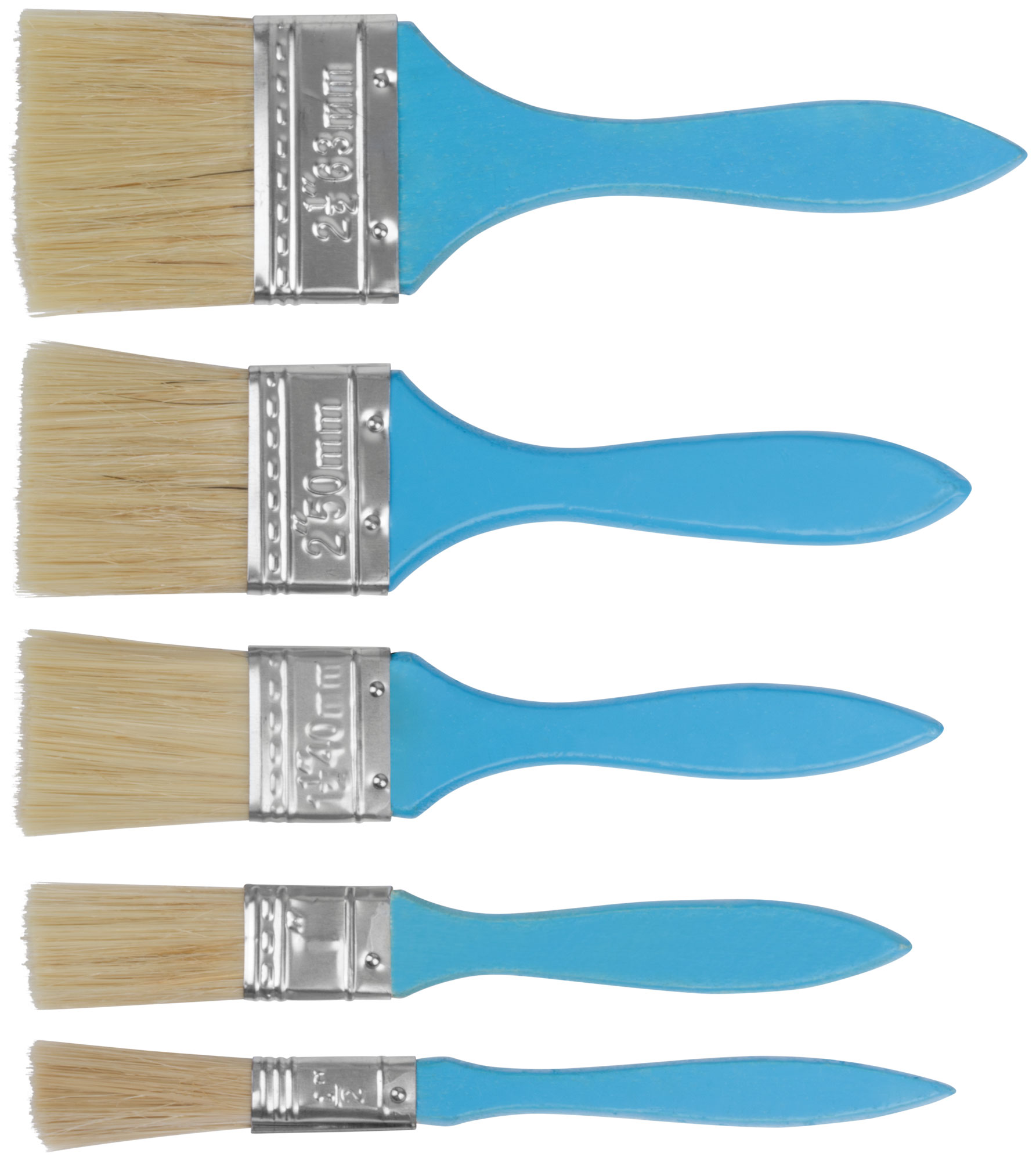 фото Кисти флейцевые, синяя ручка, набор 5 шт. (1/2", 1", 1,5", 2",2,5") nobrand