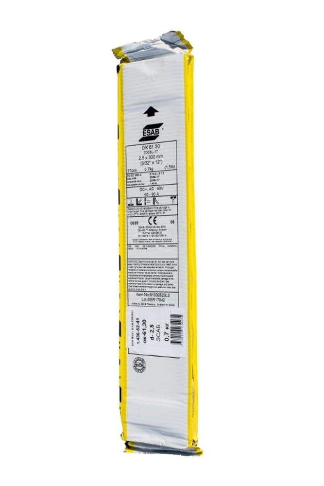 

Электроды для сварки ESAB ОК 61.30 ф 2,5 мм 0,7 кг (61302520L0)