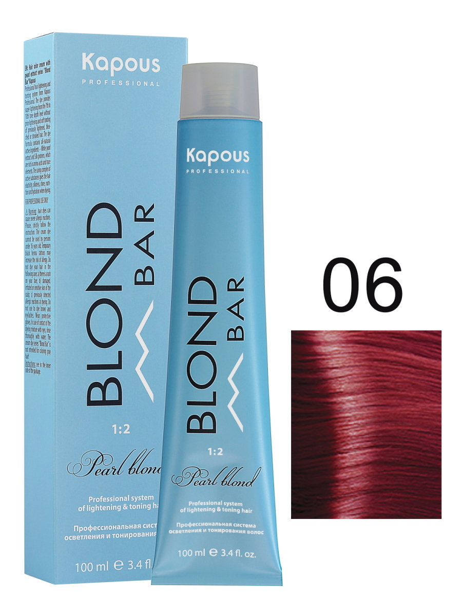 Крем-краска BLOND BAR KAPOUS PROFESSIONAL 06 корректор красный 100 мл тонирующий краситель nirvel blond u м 45 персик 60 мл