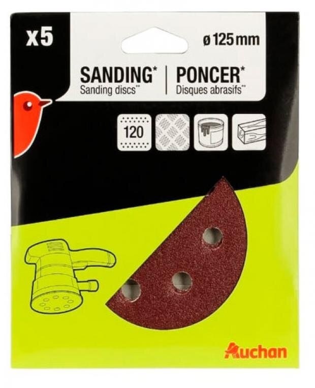 

Бумага Auchan шлифовальная 115 мм G40 5 шт