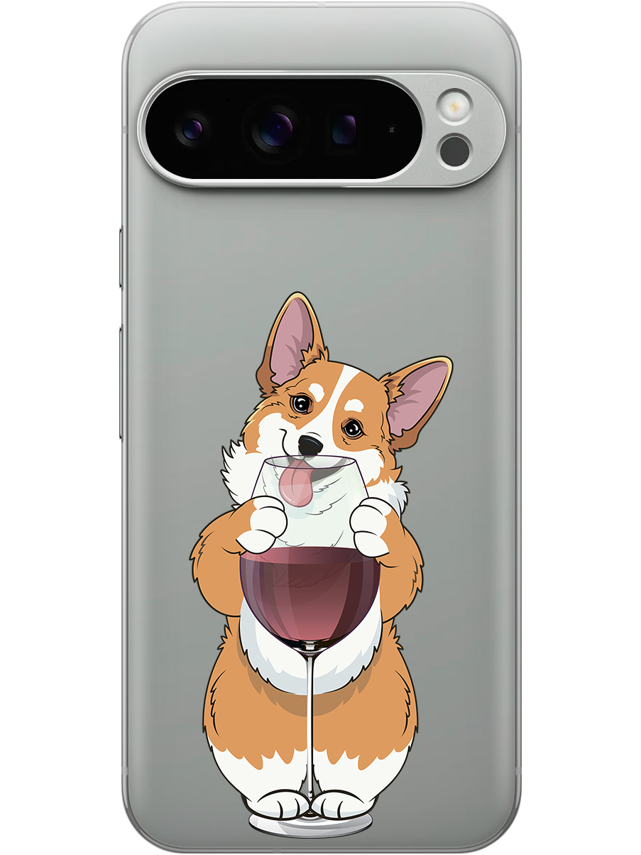 

Силиконовый чехол на Google Pixel 9 pro с принтом "Корги и бокал", Прозрачный;белый;бордовый, 784810371
