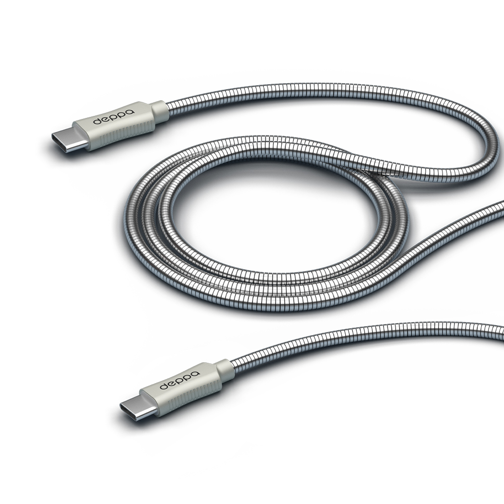 

Кабель USB Type-C-USB Type-C Deppa 72391 1.2 м серебристый, 72391