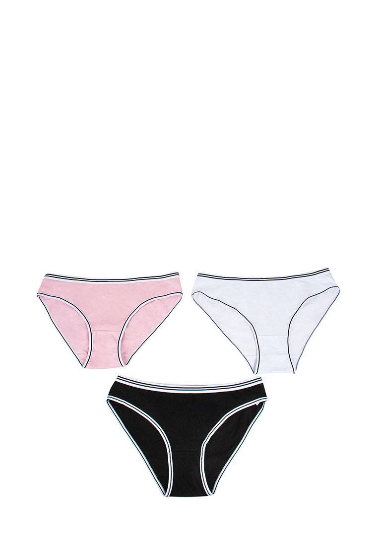Комплект трусов женских Daniele Patrici A40399 белые, черные, розовые L 3шт