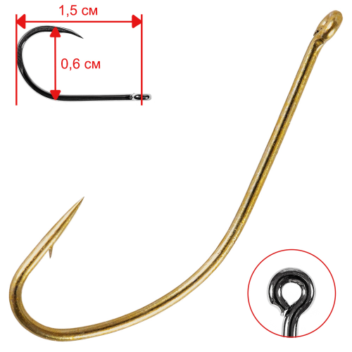 

Одинарные крючки Owner Chod Hook классические №8, с колечком, прямое острие, с бородкой, Золотистый, Owner 53157 8 (13шт.)