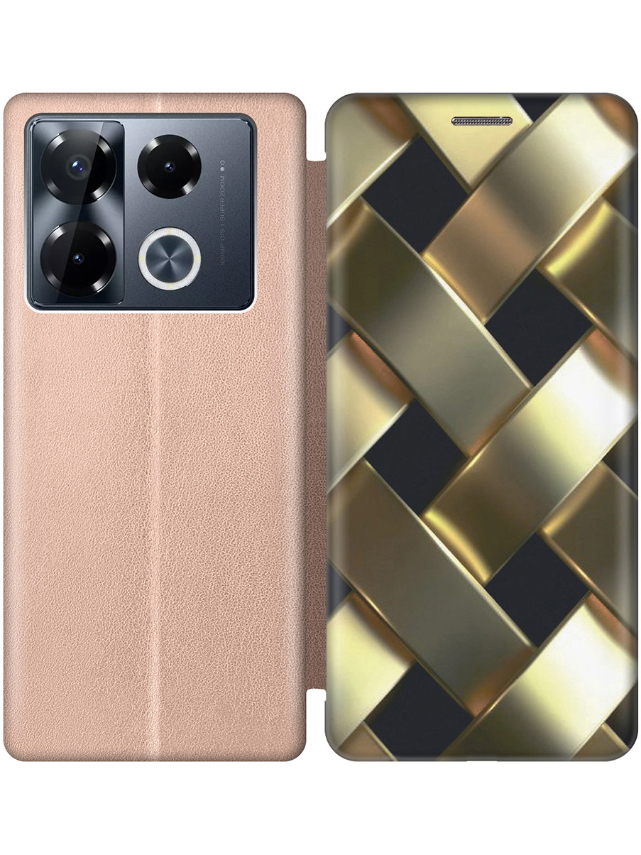 

Чехол-книжка на Infinix Note 40 Pro / 40 Pro 5g / 40 Pro+ 5g с принтом золотой 800538, Золотистый;черный, 782627032
