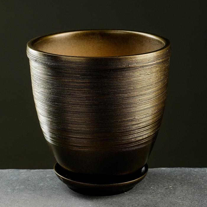 

Горшок цветочный "Черное золото" с поддоном, 2,4л