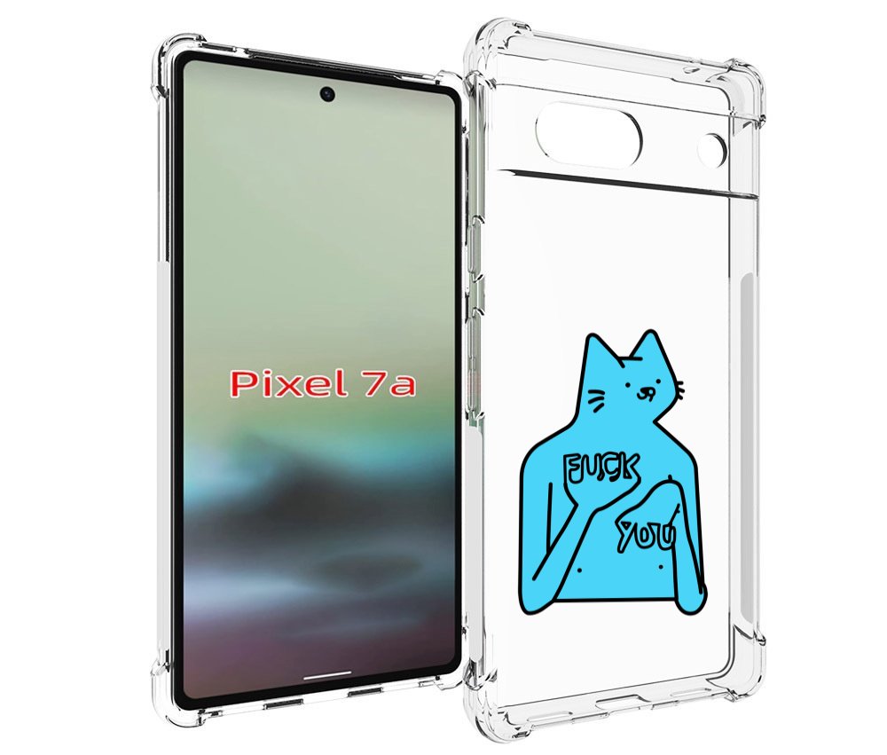 

Чехол MyPads голубой-кот-фак-ю для Google Pixel 7A, Tocco