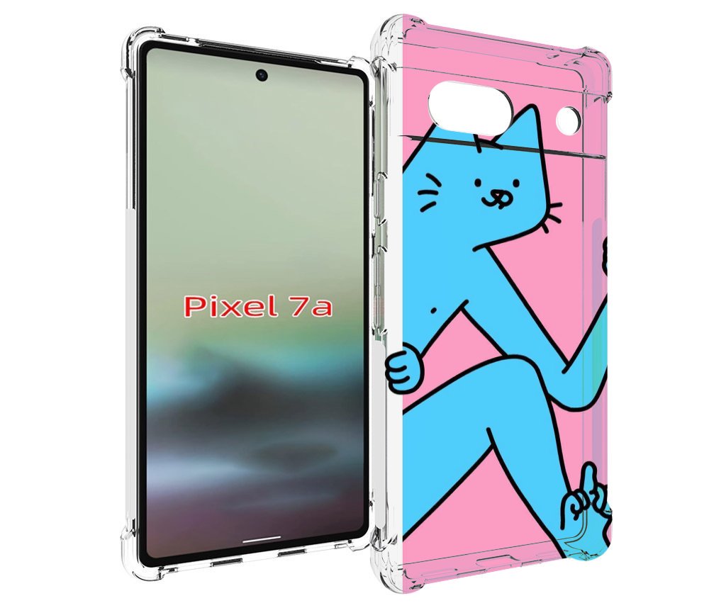

Чехол MyPads голубой кот в дверце для Google Pixel 7A, Tocco
