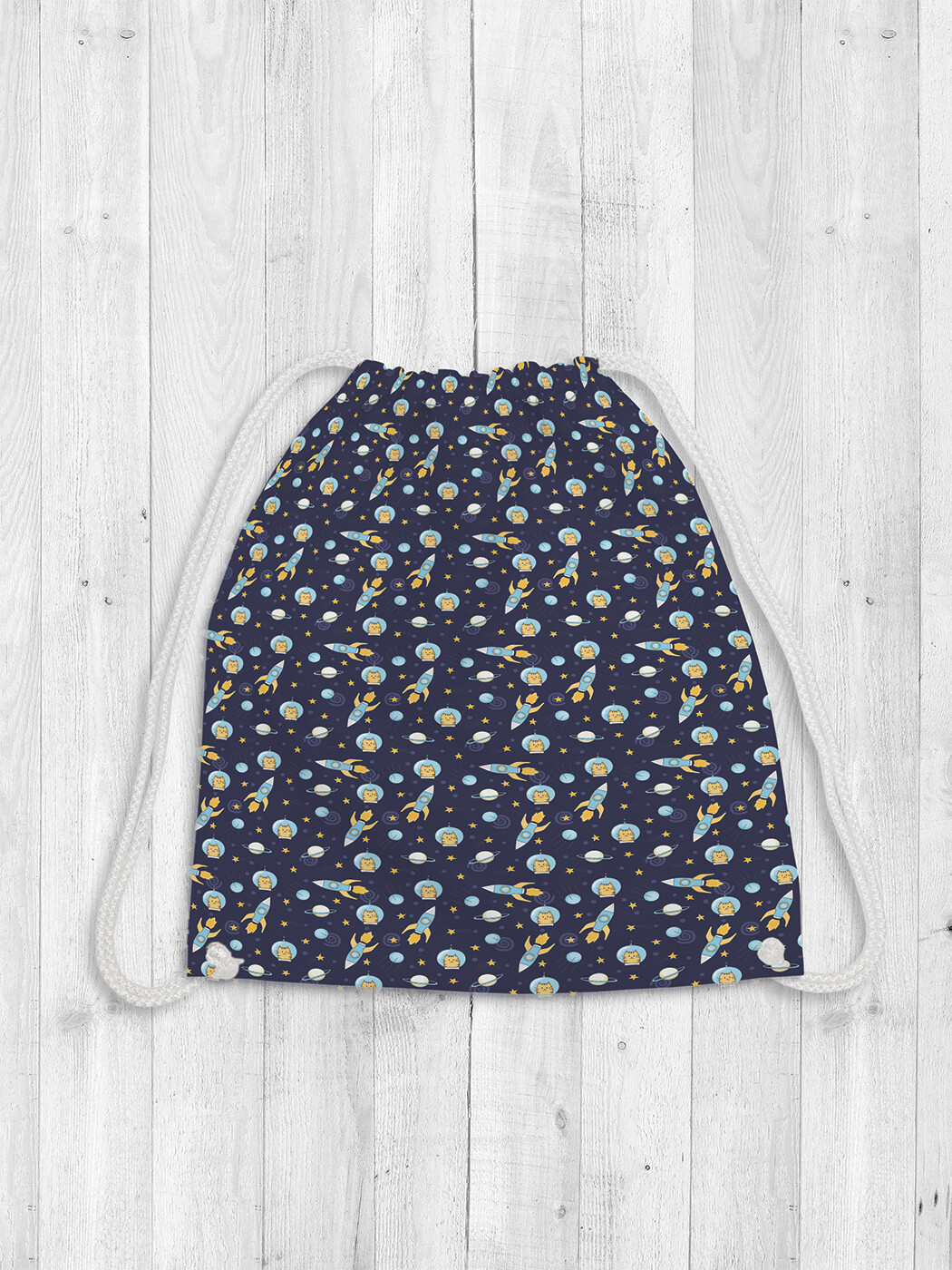 

Сумка для сменной обуви и вещей JoyArty Котик в космосе рюкзак-мешок, 38x40 см, Синий, Кошка-космонавт