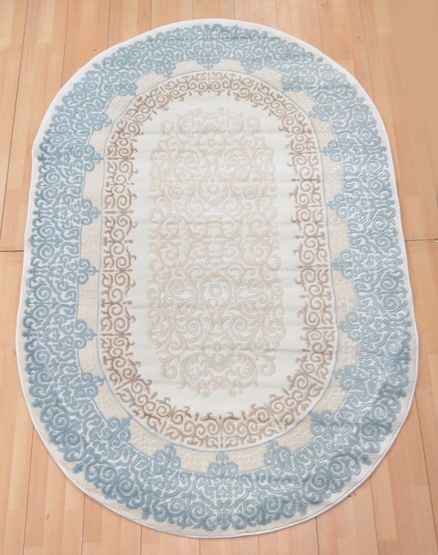 фото Ковер nova 4116a овал белый/голубой 150x230 sofia rugs