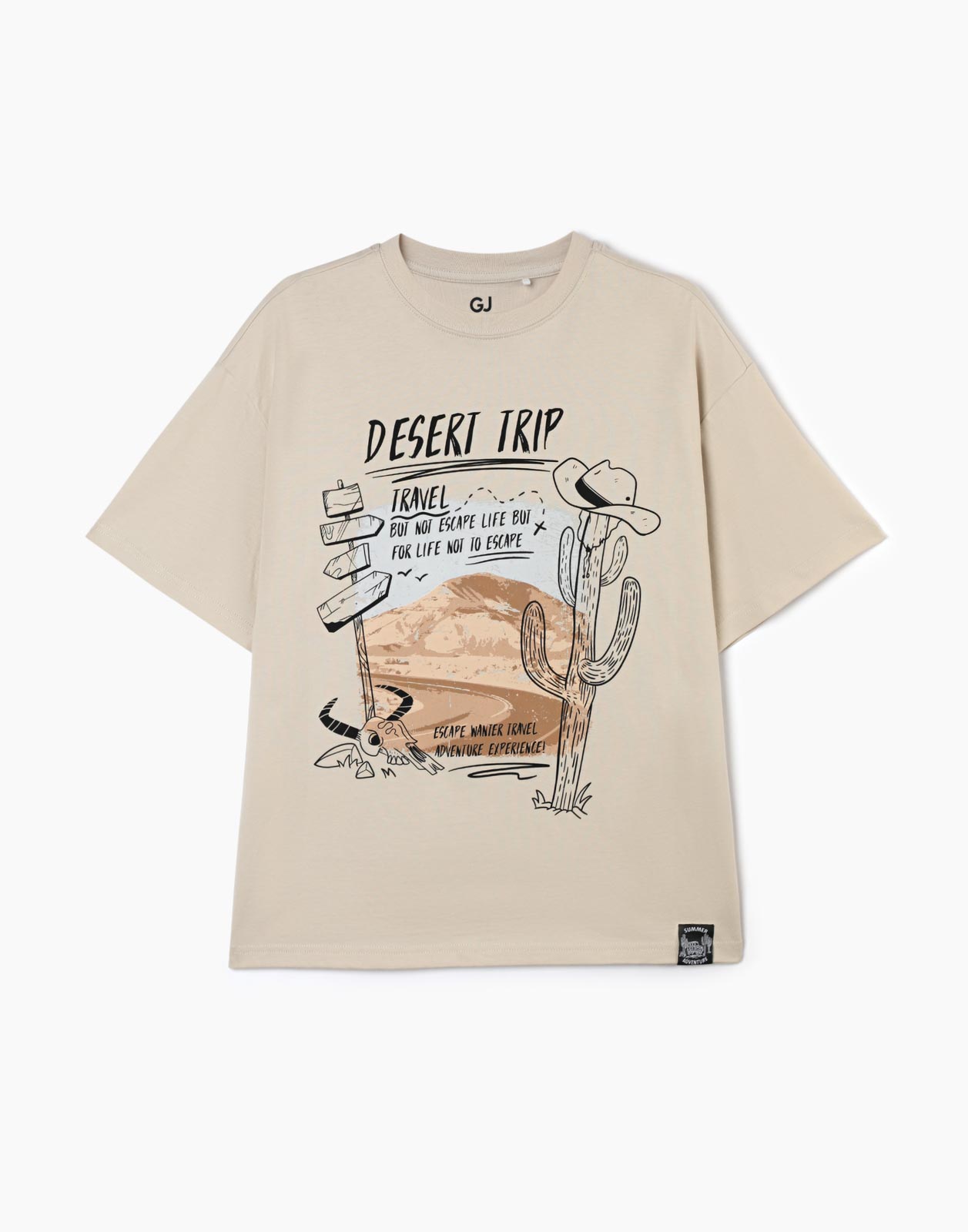 

Бежевая футболка oversize с принтом для мальчика 8-10л/134-140, Бежевый, BKT013677