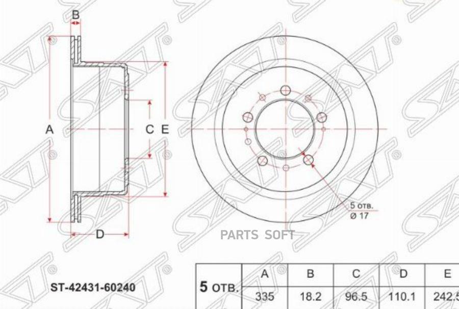 

SAT Диск тормозной зад TOYOTA Land Cruiser FZJ/HZJ105 GEN 98-07