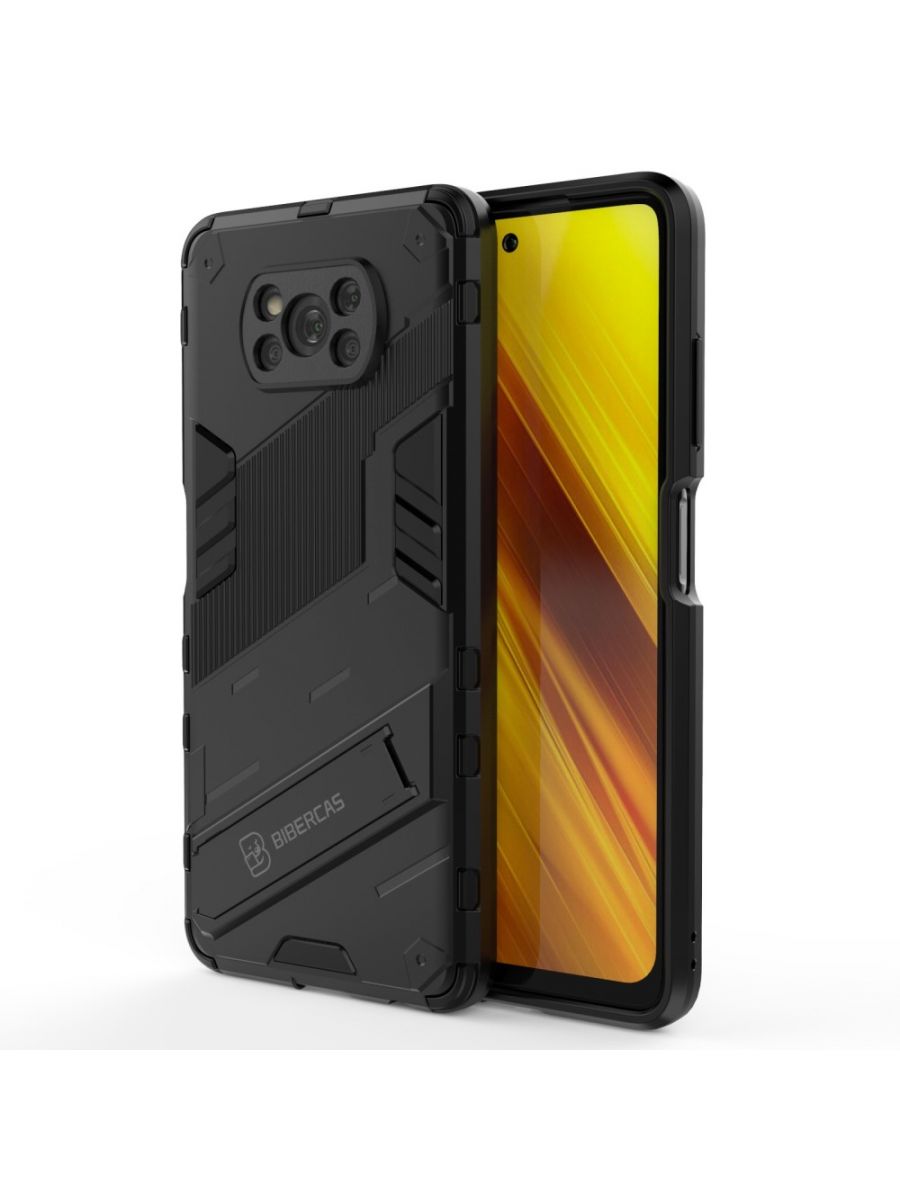 

Punk противоударный чехол с подставкой для Poco X3 Nfc Черный