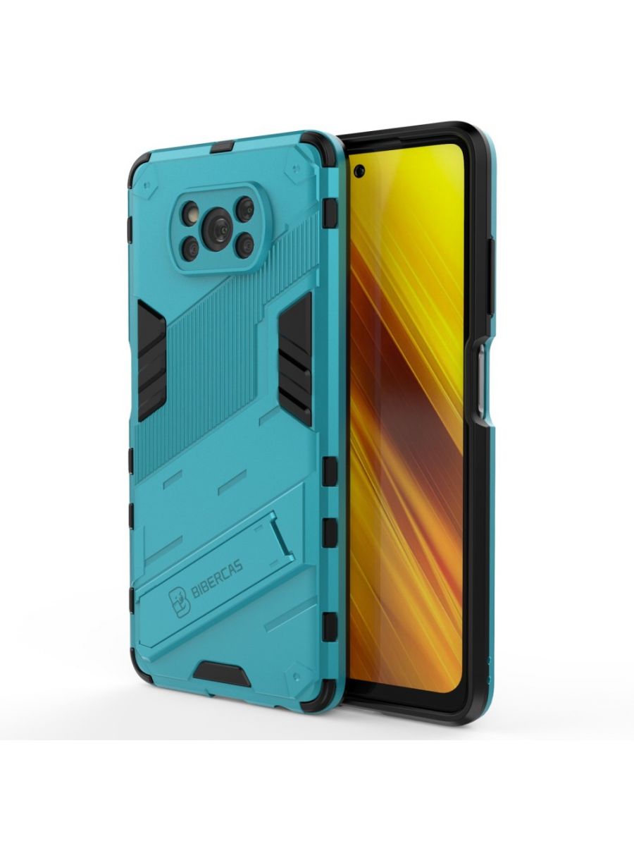 

Punk противоударный чехол с подставкой для Poco X3 Nfc Голубой, Синий