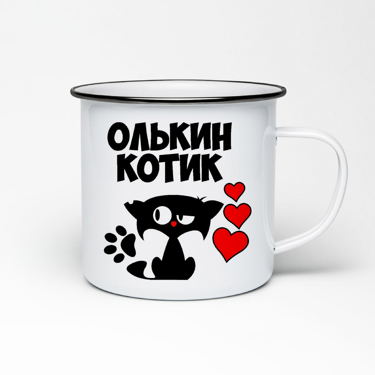 

Кружка металлическая CoolPodarok Олькин котик