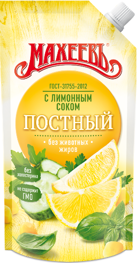 

Майонезный соус Махеевъ Постный с лимонным соком 30% 190 г