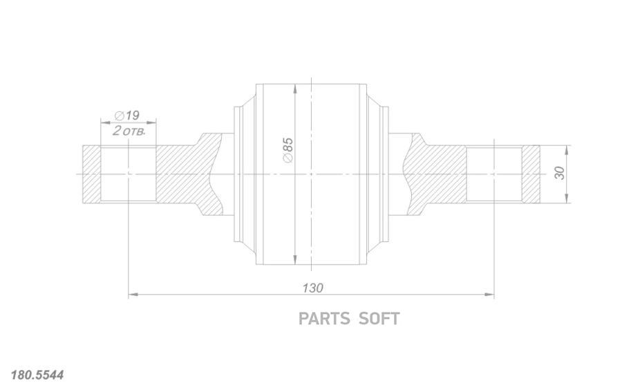 

ROSTAR 1805544 180.5544 р/к тяги реактивной с/б d=85, L=130, dотв.=19, h=30\ DAF, IVECO, M