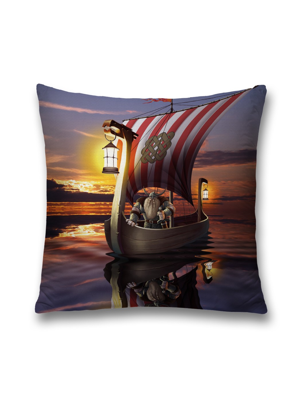 фото Наволочка декоративная joyarty "лодка викингов" на молнии, 45x45 см
