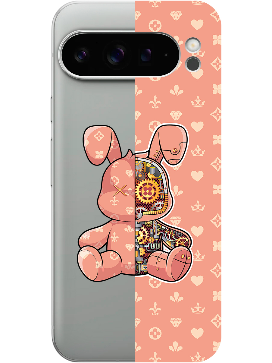

Силиконовый чехол на Google Pixel 9 pro с принтом "Персиковый Кролик с механизмом", Прозрачный;бежевый;оранжевый, 784810371