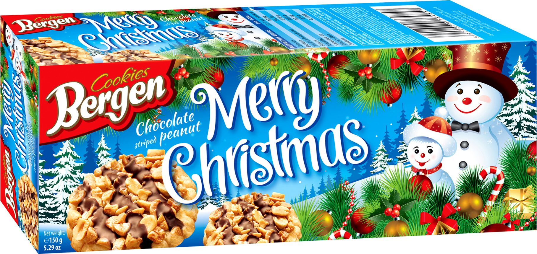 

Печенье Cookies Bergen Merry Christmas сахарное с арахисом 150 г