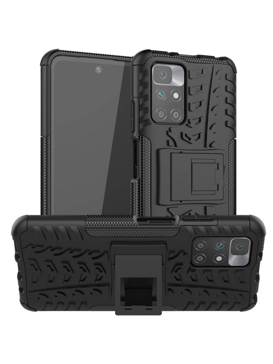 

Brodef Tyre Противоударный с подставкой чехол для Xiaomi Redmi 10/10 Prime Черный