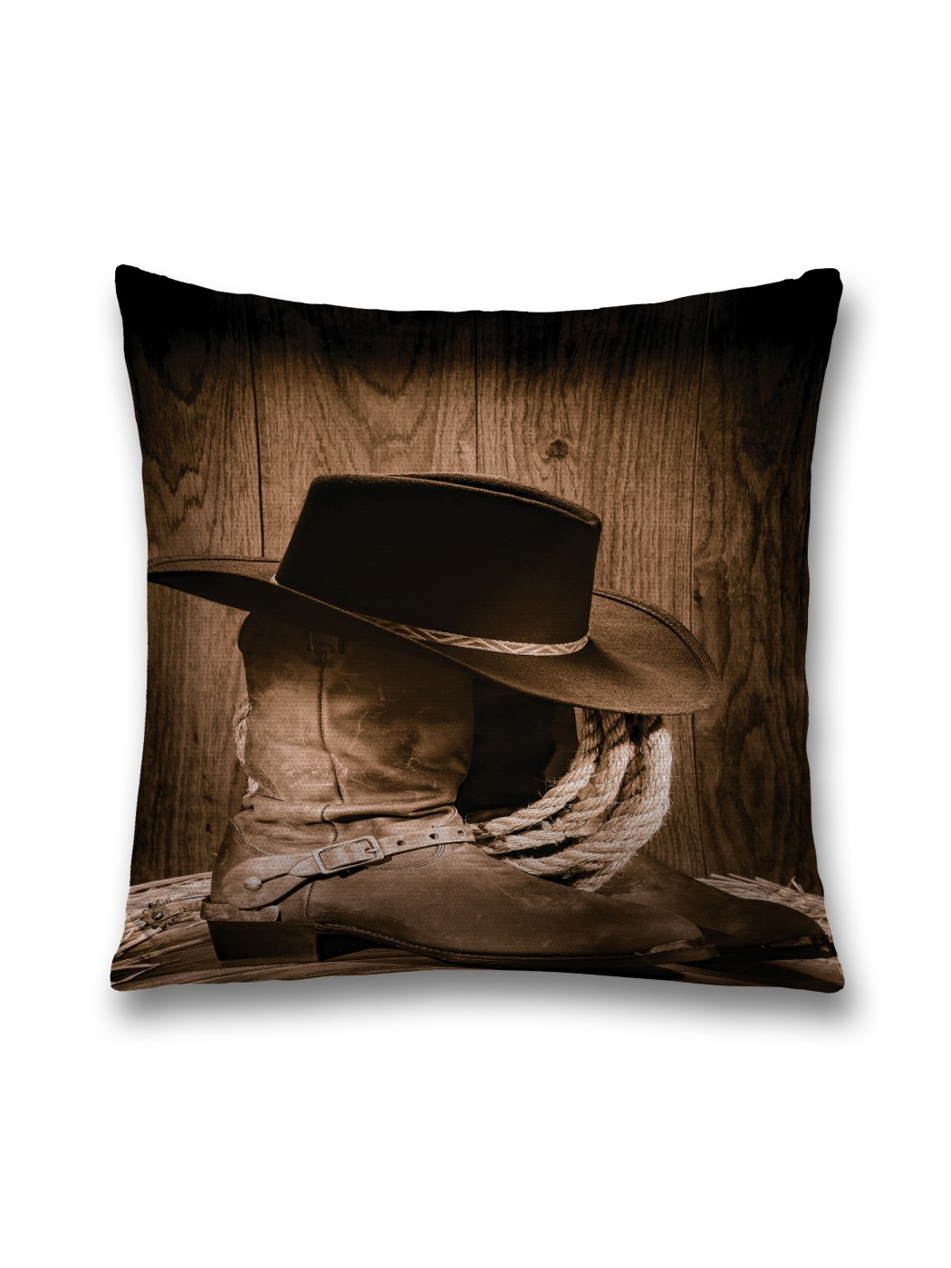 фото Наволочка декоративная joyarty "ковбойские шляпа и сапоги" на молнии, 45x45 см