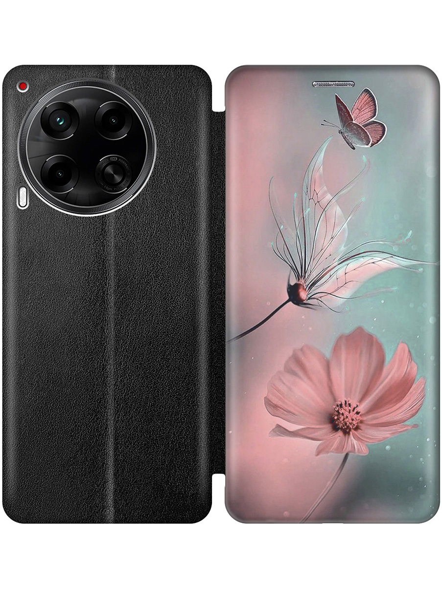 

Чехол-книжка на Tecno Camon 30 4g / 30 5g с принтом "Бабочка и цветы" черный, Черный;голубой;розовый;серый, 782632422