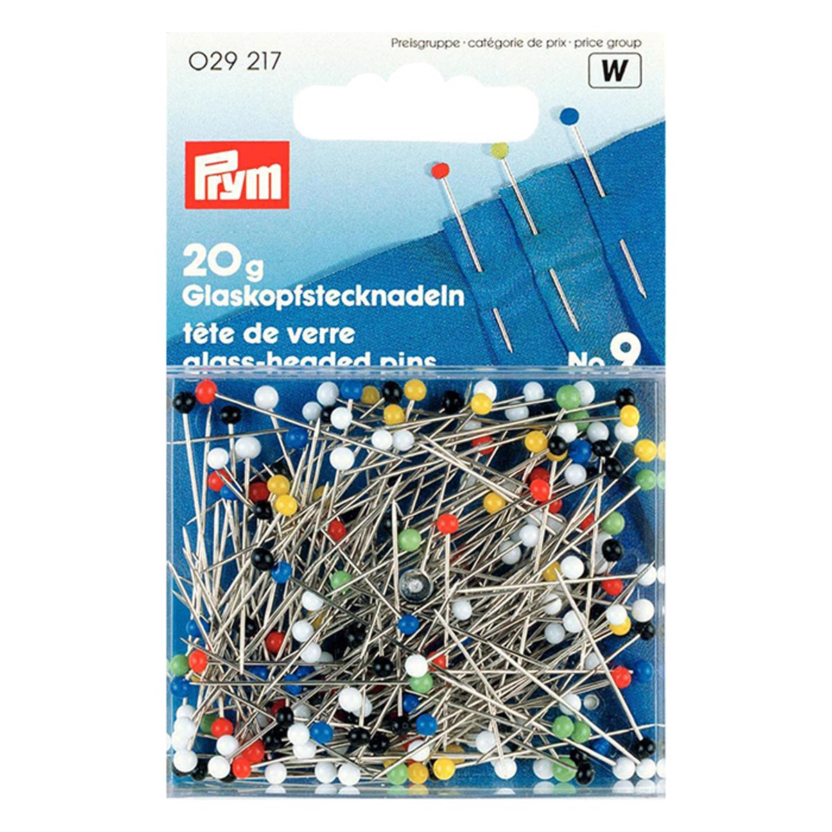 Булавки портновские со стеклянной головкой 9 Prym 029217 0630 мм сталь 20 г 1249₽