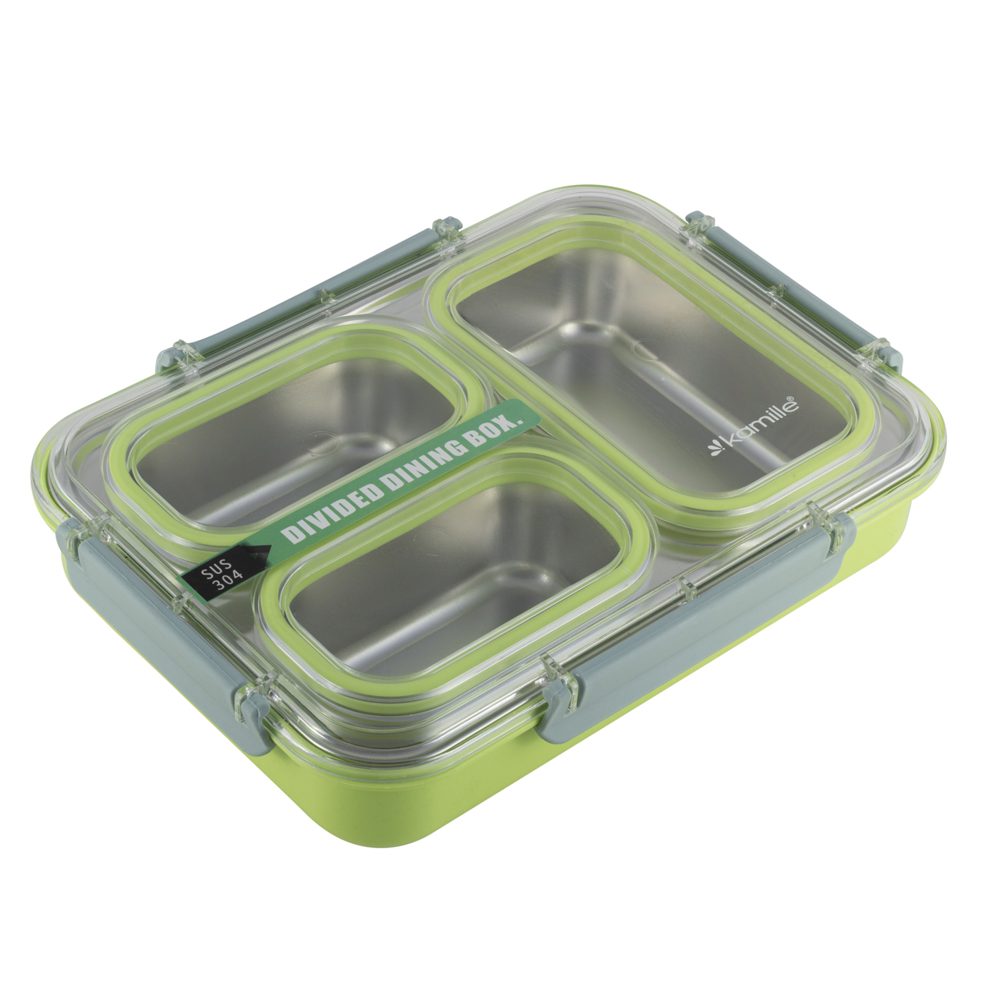 Ланч бокс Kamille KM 2146 зеленый 1200 мл 3 отсека
