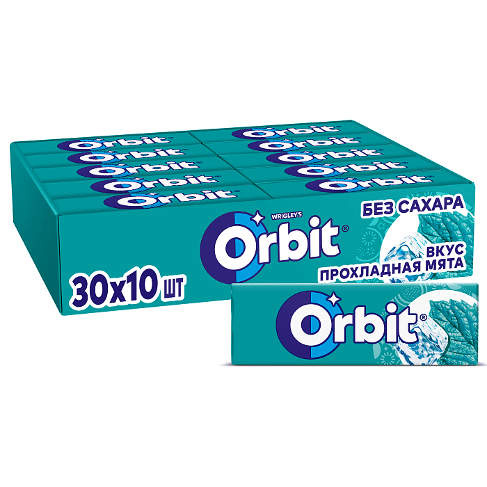 Жевательная резинка Orbit Прохладная мята без сахара 30 пачек по 136 г 1590₽