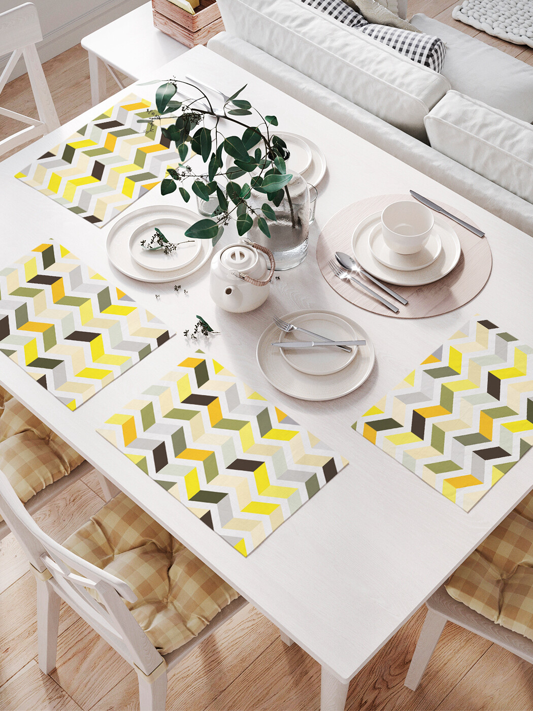 

Комплект тканевых салфеток JoyArty Краски зигзага, 32x46 см, 4 шт., Разноцветный