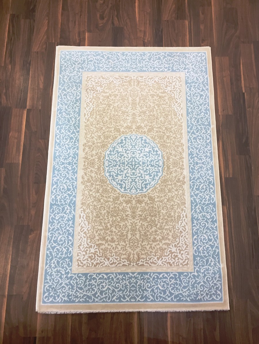 фото Ковер rixos 4089a прямой белый/голубой 80x300 sofia rugs