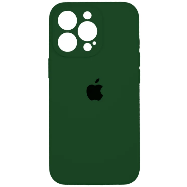 

Чехол iPhone 14 Pro Silicon Сase APL WS (закрытый низ+камера) с лого, темно-зеленый