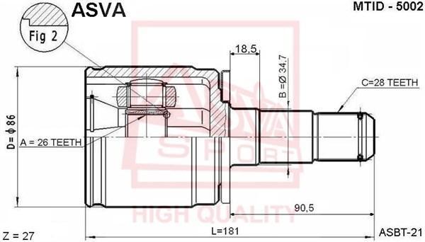 

Шрус внутр.лев.26x34.7x28 mitsubishi pajero 90-