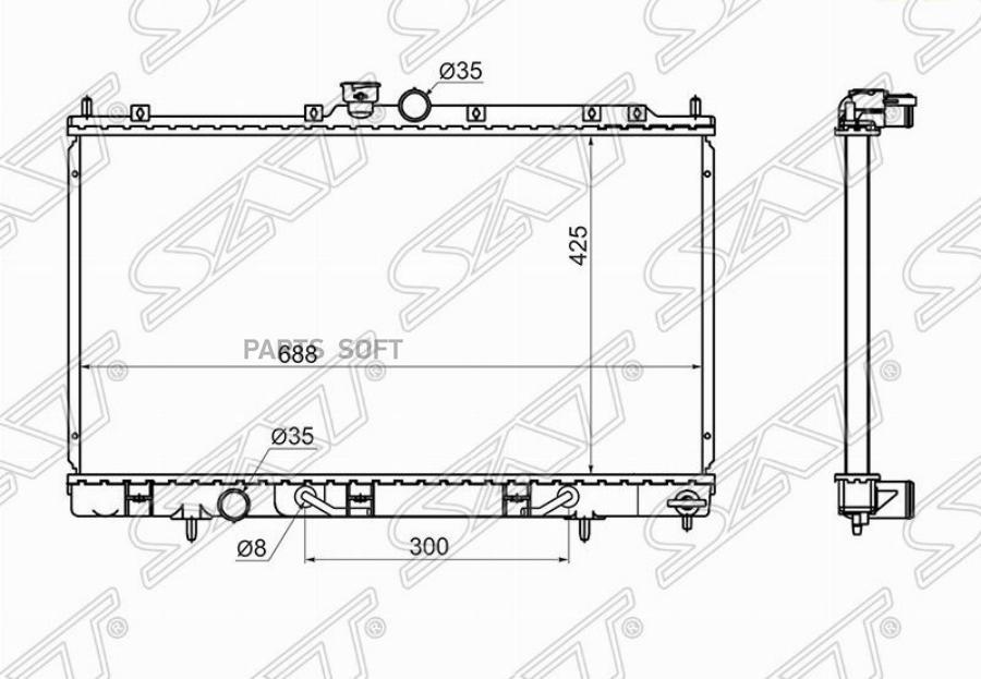

SAT Радиатор MITSUBISHI OUTLANDER/AIRTREK 4G63T/4G93/4G94 01-06