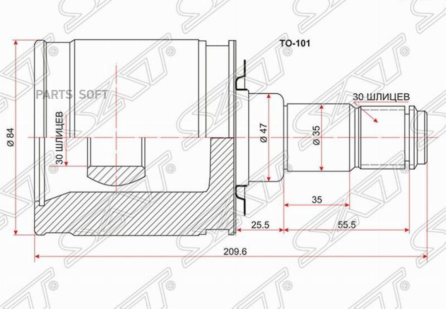 

SAT Шрус внутренний TOYOTA LAND CRUISER 100 UZJ100/HDJ101 98-07