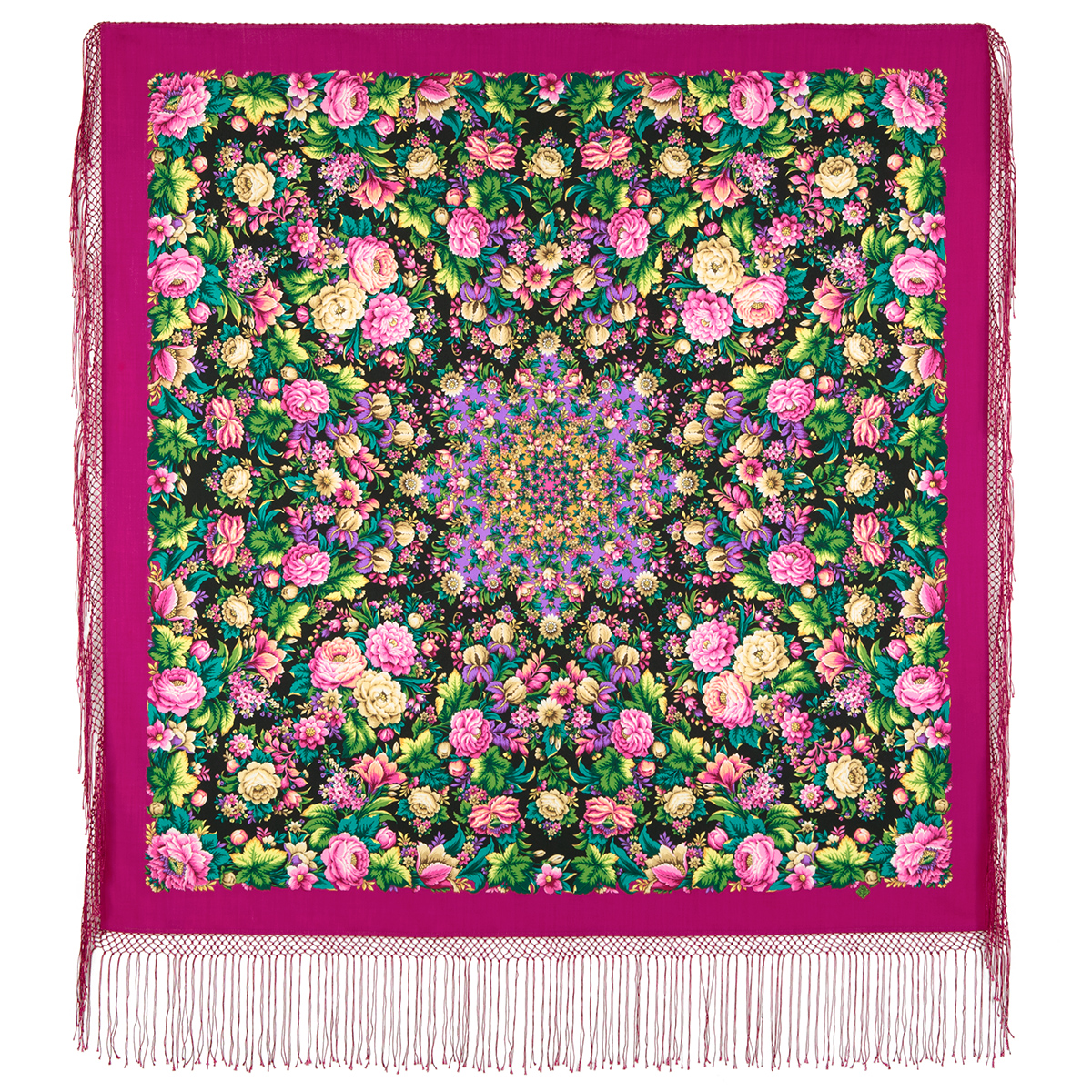 Платок женский Павловопосадский платок 1798 розовый, 148х148 см