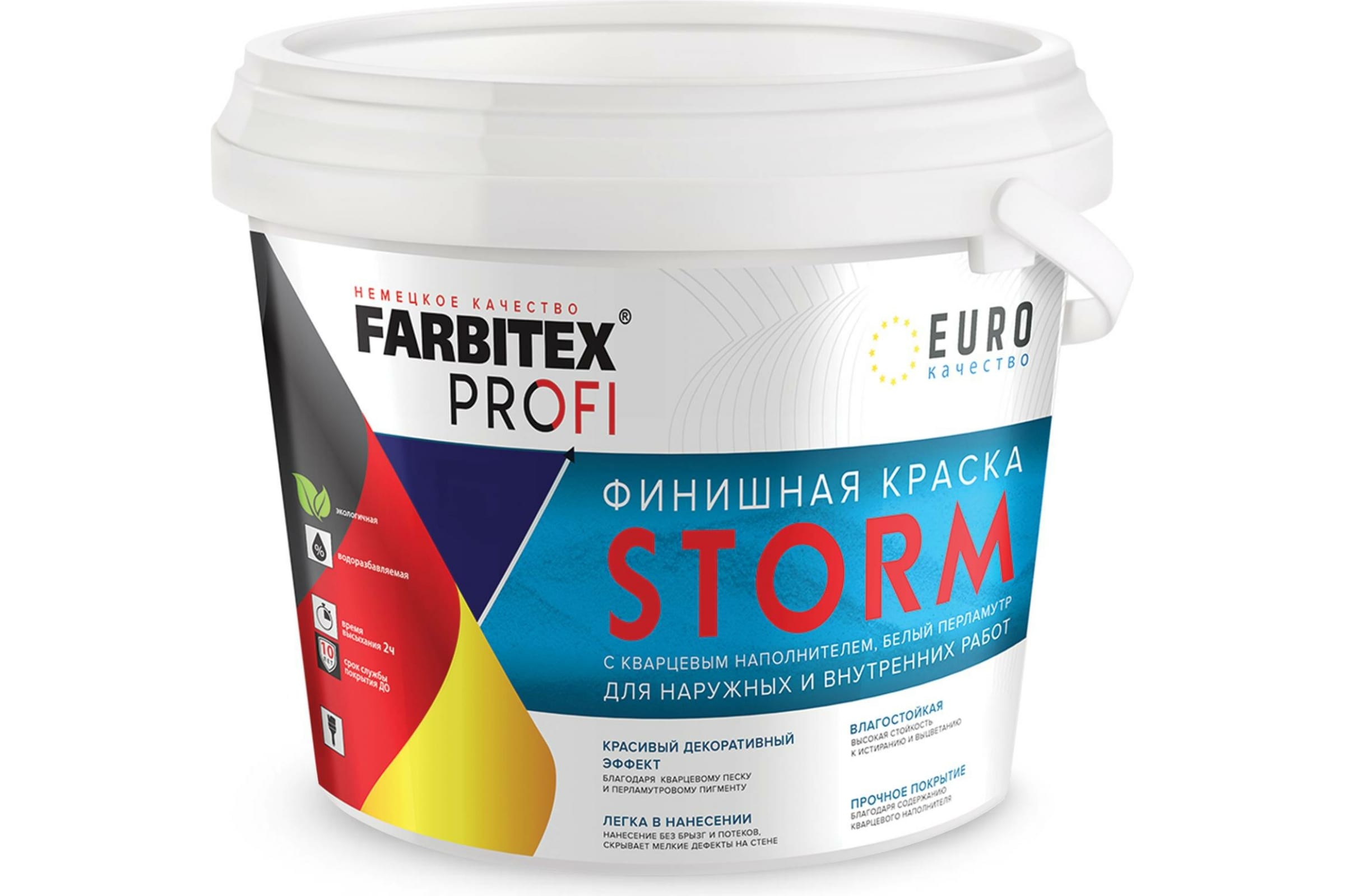 фото Краска финишная с кварцевым наполнителем farbitex profi storm 1л белый перламутр